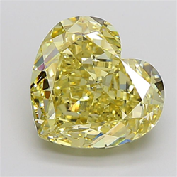 Picture of Lab Grown Diamond 13.62 Carats, Heart with  Cut, Fancy Intense Yellow Color, VS1 Clarity and Certified by IGI