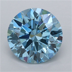 Picture of Lab Grown Diamond 1.54 Carats, Round with Ideal Cut, Fancy Vivid Blue Color, VVS2 Clarity and Certified by IGI