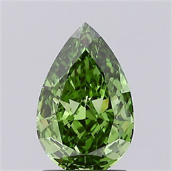 Picture of Lab Grown Diamond 1.58 Carats, Pear with  Cut, Fancy Vivid Green Color, VS1 Clarity and Certified by IGI