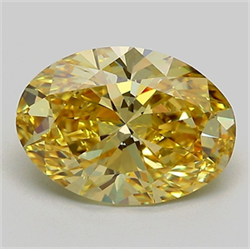 Picture of Lab Grown Diamond 2.33 Carats, Oval with  Cut, Fancy Vivid Yellow Color, VS1 Clarity and Certified by IGI