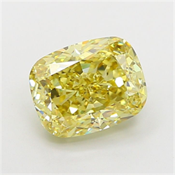 Picture of Lab Grown Diamond 4.03 Carats, CUSHION MODIFIED with  Cut, Fancy Intense Yellow Color, VVS2 Clarity and Certified by IGI