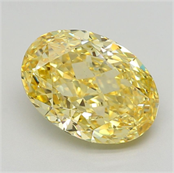 Picture of Lab Grown Diamond 6.03 Carats, Oval with  Cut, Fancy Intense Yellow Color, VS1 Clarity and Certified by IGI