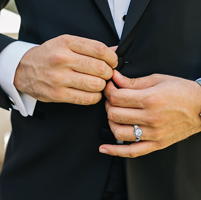 Mens Hexagon ring, 1 carat Lab diamond F VS1 certified by IGI/GIA