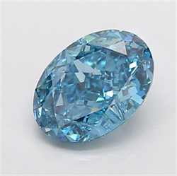 Picture of Lab Grown Diamond 3.65 Carats, Oval with  Cut, Fancy Vivid Blue Color, VVS2 Clarity and Certified by IGI