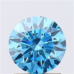 Picture of Lab Grown Diamond 1.28 Carats, Round with Ideal Cut, Fancy Vivid Blue Color, VS1 Clarity and Certified by IGI