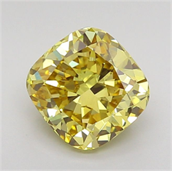 Picture of Lab Grown Diamond 1.66 Carats, CUSHION MODIFIED with  Cut, Fancy Intense Yellow Color, VS1 Clarity and Certified by IGI