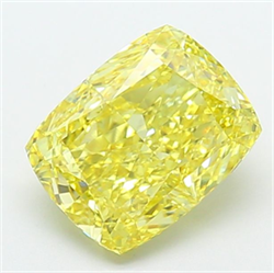Picture of Lab Grown Diamond 2.52 Carats, CUSHION MODIFIED with  Cut, Fancy Vivid Yellow Color, VS1 Clarity and Certified by IGI