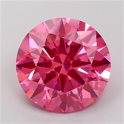 Picture of Lab Grown Diamond 5.05 Carats, Round with Ideal Cut, Fancy Vivid Pink Color, VVS2 Clarity and Certified by IGI
