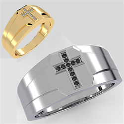 Picture of Cross Mens ring Gold & Diamonds