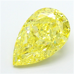 Picture of Lab Grown Diamond 5.07 Carats, Pear with  Cut, Fancy Vivid Yellow Color, VS1 Clarity and Certified by IGI