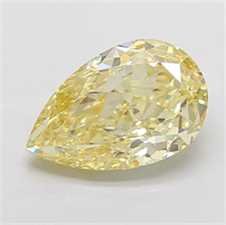 Picture of Lab Grown Diamond 5.03 Carats, Pear with  Cut, Fancy Intense Yellow Color, VVS2 Clarity and Certified by IGI