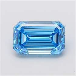 Picture of Lab Grown Diamond 3.01 Carats, Emerald with  Cut, Fancy Vivid Blue Color, VS1 Clarity and Certified by IGI