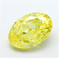 Picture of Lab Grown Diamond 3.85 Carats, Oval with  Cut, Fancy Vivid Yellow Color, VS2 Clarity and Certified by IGI