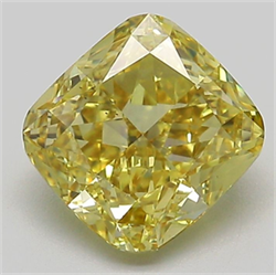 Picture of Lab Grown Diamond 2.31 Carats, CUSHION MODIFIED with  Cut, Fancy Intense Yellow Color, VS2 Clarity and Certified by IGI