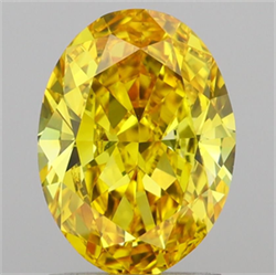 Picture of Lab Grown Diamond 2.04 Carats, Oval with  Cut, Fancy Vivid Yellow Color, VVS2 Clarity and Certified by IGI