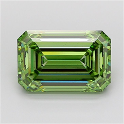 Picture of Lab Grown Diamond 6.05 Carats, Emerald with  Cut, Fancy Vivid Green Color, VS2 Clarity and Certified by IGI