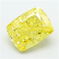 Picture of Lab Grown Diamond 2.10 Carats, CUSHION MODIFIED with  Cut, Fancy Vivid Yellow Color, VS1 Clarity and Certified by IGI