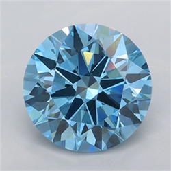 Picture of Lab Grown Diamond 2.06 Carats, Round with Ideal Cut, Fancy Vivid Blue Color, VVS2 Clarity and Certified by IGI