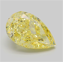 Picture of Lab Grown Diamond 4.57 Carats, Pear with  Cut, Fancy Vivid Yellow Color, VVS2 Clarity and Certified by IGI