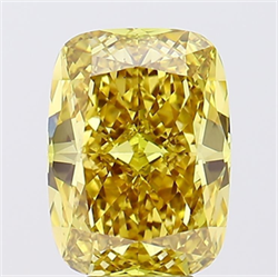 Picture of Lab Grown Diamond 5.01 Carats, Cushion with  Cut, Fancy Vivid Yellow Color, VS1 Clarity and Certified by IGI