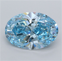 Picture of Lab Grown Diamond 2.92 Carats, Oval with  Cut, Fancy Vivid Blue Color, VVS2 Clarity and Certified by IGI