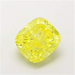 Picture of Lab Grown Diamond 1.34 Carats, CUSHION MODIFIED with  Cut, Fancy Vivid Yellow Color, VVS2 Clarity and Certified by IGI
