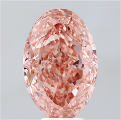 Picture of Lab Grown Diamond 7.02 Carats, Oval with  Cut, Fancy Vivid Pink Color, VS2 Clarity and Certified by IGI