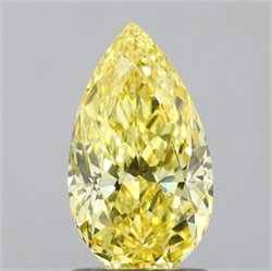 Picture of Lab Grown Diamond 1.27 Carats, Pear with  Cut, Fancy Vivid Yellow Color, VS1 Clarity and Certified by IGI