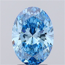 Picture of Lab Grown Diamond 2.07 Carats, Oval with  Cut, Fancy Vivid Blue Color, VVS2 Clarity and Certified by IGI