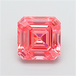 Picture of Lab Grown Diamond 3.13 Carats, Asscher with  Cut, Fancy Vivid Pink Color, VS2 Clarity and Certified by IGI