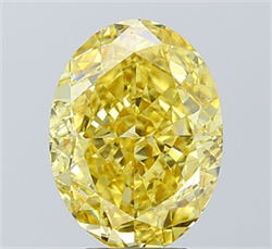 Picture of Lab Grown Diamond 5.01 Carats, Oval with  Cut, Fancy Vivid Yellow Color, VS1 Clarity and Certified by IGI