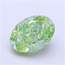 Picture of Lab Grown Diamond 1.77 Carats, Oval with  Cut, Fancy Vivid Green Color, VS1 Clarity and Certified by IGI