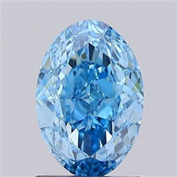 Picture of Lab Grown Diamond 1.63 Carats, Oval with  Cut, Fancy Vivid Blue Color, VS2 Clarity and Certified by IGI