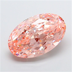 Picture of Lab Grown Diamond 10.11 Carats, Oval with  Cut, Fancy Vivid Pink Color, VVS2 Clarity and Certified by IGI