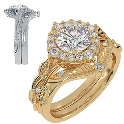 Picture of Leaf motif vintage bridal set with side diamonds