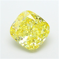 Picture of Lab Grown Diamond 5.04 Carats, CUSHION MODIFIED with  Cut, Fancy Vivid Yellow Color, VS1 Clarity and Certified by IGI