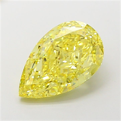 Picture of Lab Grown Diamond 5.02 Carats, Pear with  Cut, Fancy Intense Yellow Color, VS2 Clarity and Certified by IGI