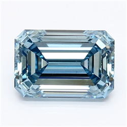 Picture of Lab Grown Diamond 1.62 Carats, Emerald with  Cut, Fancy Vivid Blue Color, VS1 Clarity and Certified by IGI