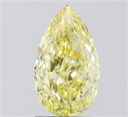 Picture of Lab Grown Diamond 1.72 Carats, Pear with  Cut, Fancy Intense Yellow Color, VS1 Clarity and Certified by IGI