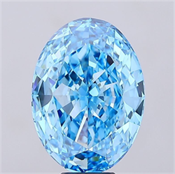 Picture of Lab Grown Diamond 10.08 Carats, Oval with  Cut, Fancy Vivid Blue Color, VVS2 Clarity and Certified by IGI