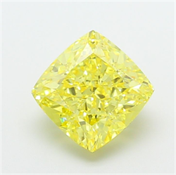 Picture of Lab Grown Diamond 4.56 Carats, CUSHION MODIFIED with  Cut, Fancy Vivid Yellow Color, VS2 Clarity and Certified by IGI