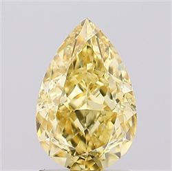 Picture of Lab Grown Diamond 1.58 Carats, Pear with  Cut, Fancy Intense Yellow Color, VS1 Clarity and Certified by IGI