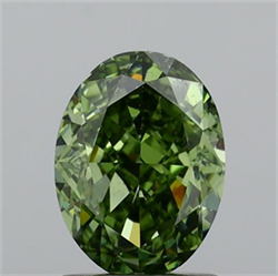 Picture of Lab Grown Diamond 1.51 Carats, Oval with  Cut, Fancy Vivid Green Color, VS1 Clarity and Certified by IGI