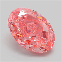 Picture of Lab Grown Diamond 2.00 Carats, Oval with  Cut, Fancy Vivid Pink Color, VVS2 Clarity and Certified by IGI