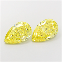 Picture of Lab Grown Diamond 3.01 Carats, Pear with  Cut, Fancy Vivid Yellow Color, VS1 Clarity and Certified by IGI