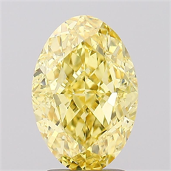 Picture of Lab Grown Diamond 3.03 Carats, Oval with  Cut, Fancy Vivid Yellow Color, VVS2 Clarity and Certified by IGI
