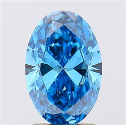 Picture of Lab Grown Diamond 1.51 Carats, Oval with  Cut, Fancy Vivid Blue Color, VS1 Clarity and Certified by IGI
