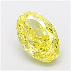 Picture of Lab Grown Diamond 4.03 Carats, Oval with  Cut, Fancy Vivid Yellow Color, VS1 Clarity and Certified by IGI