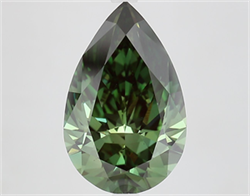 Picture of Lab Grown Diamond 5.04 Carats, Pear with  Cut, Fancy Vivid Green Color, VS1 Clarity and Certified by IGI