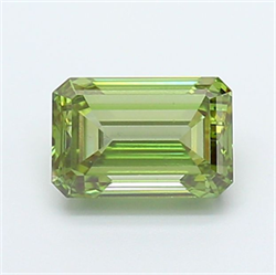 Picture of Lab Grown Diamond 1.37 Carats, Emerald with  Cut, Fancy Vivid Green Color, VS1 Clarity and Certified by IGI